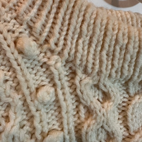 Vintage Homemade Cream Chunky Cable Knit Wool Sweater Adult M(?) Fisherman - Picture 5 of 7